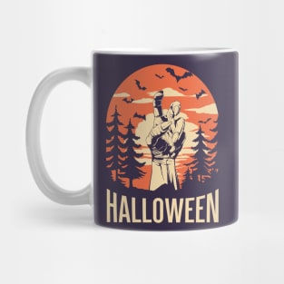 Halloween. Zombie hand. Mug